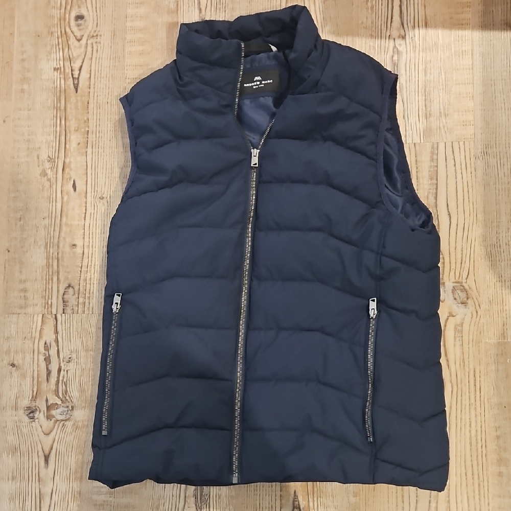 Andrew Marc Navy Quilted Vest with Branded Label